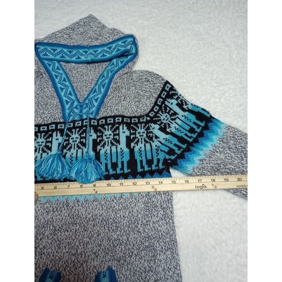 Ecologic Arts 100% Alpaca Wool Sweater Size Large Pullover Turquois/Gray Soft - Picture 5 of 14